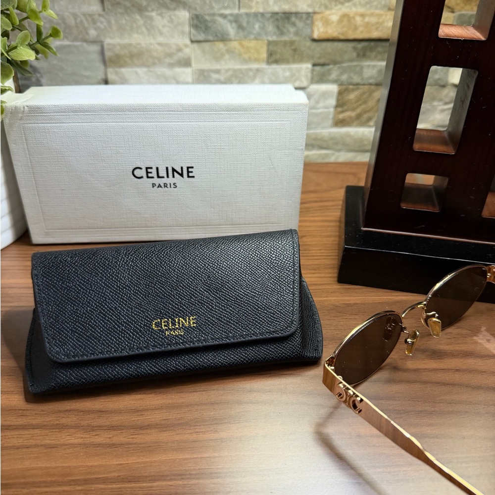 Celine Gold and Brown Gradient Sunglasses - Picture 7 of 7
